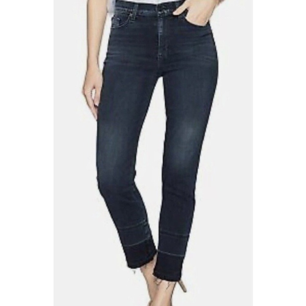 Hudson‎ Women's Dark Wash High Rise Straight Leg Raw Hem Jeans NWT Size 31